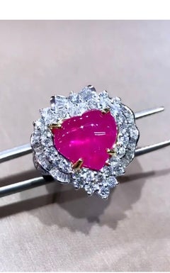AIG Certified 3.60 Carat  Natural Burma Ruby  1.60 Ct Diamonds 18k Gold Ring