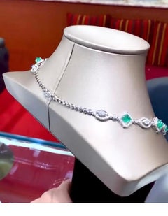 18K Gold Necklace with 34ct Zambian Emeralds & 7.70ct Diamonds