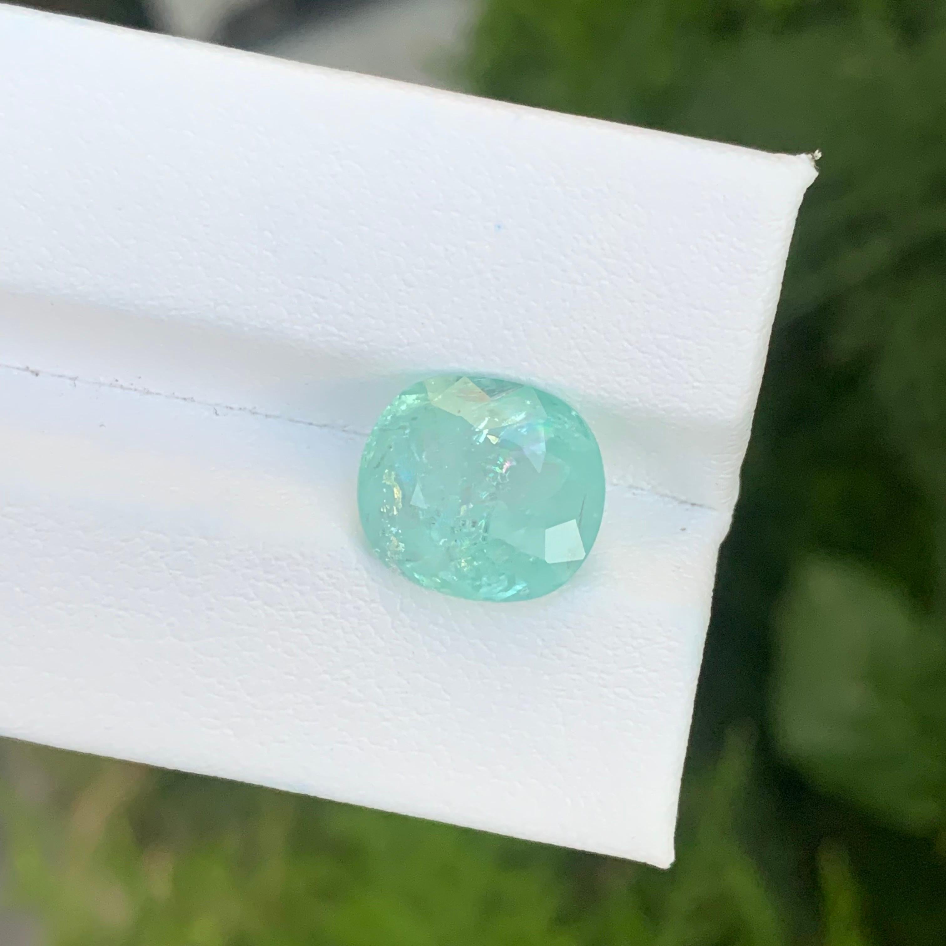 Faceted Paraiba Tourmaline

Weight: 3.72 Carats
Dimension: 9.09 x 8.66 x 6.58 Mm
Colour: Green Blue
Shape: Cushion 
Origin: Mozambique, Africa
Treatment: Non
Certificate: AIG Certificate Available

Faceted green-blue Paraiba tourmaline is among the