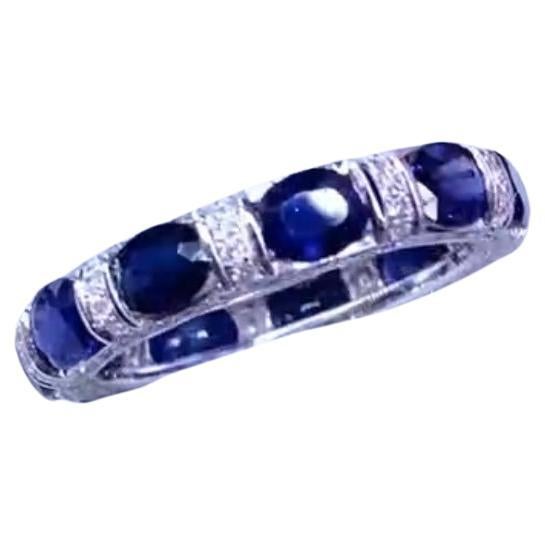 AIG Certified 3.80 Ct Ceylon Sapphires Diamonds 18k Gold Ring