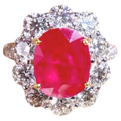 AIG zertifiziert 3,80 Karat Diamanten 3,70 Karat Burma Rubin 18K Gold Ring