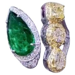 AIG-zertifizierter sambischer Smaragd mit 3,80 Karat  2,50 Karat Diamanten 18k Gold Ring 