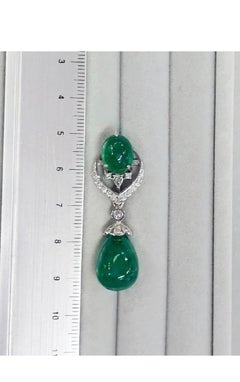 AIG Certified 38.86 Carats Zambian Emeralds Diamonds 18K Gold Earrings