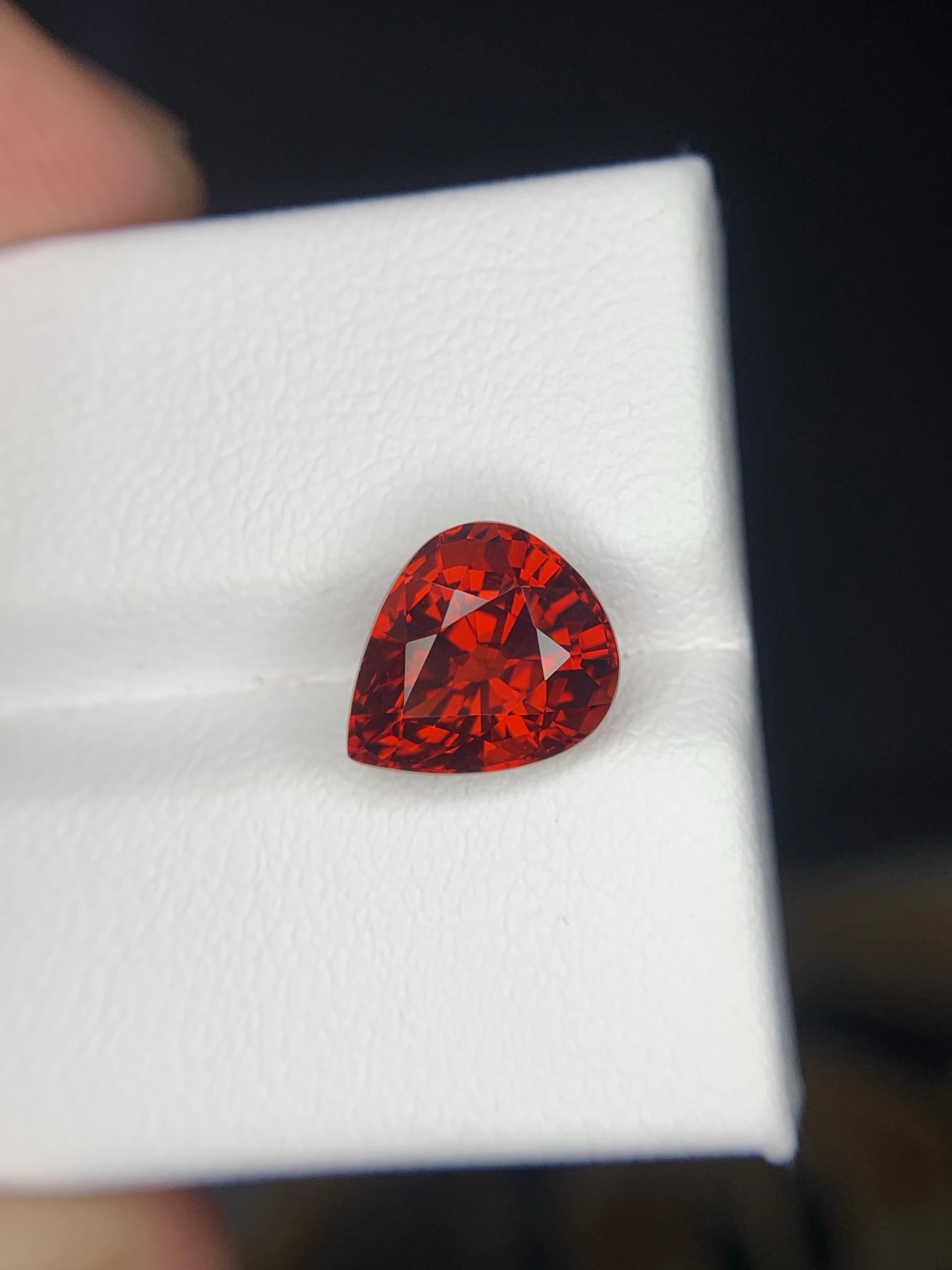 AIG Certified 3.96 Carat Natural Loose Spessartite Garnet Pear Shape Gemstone For Sale 5