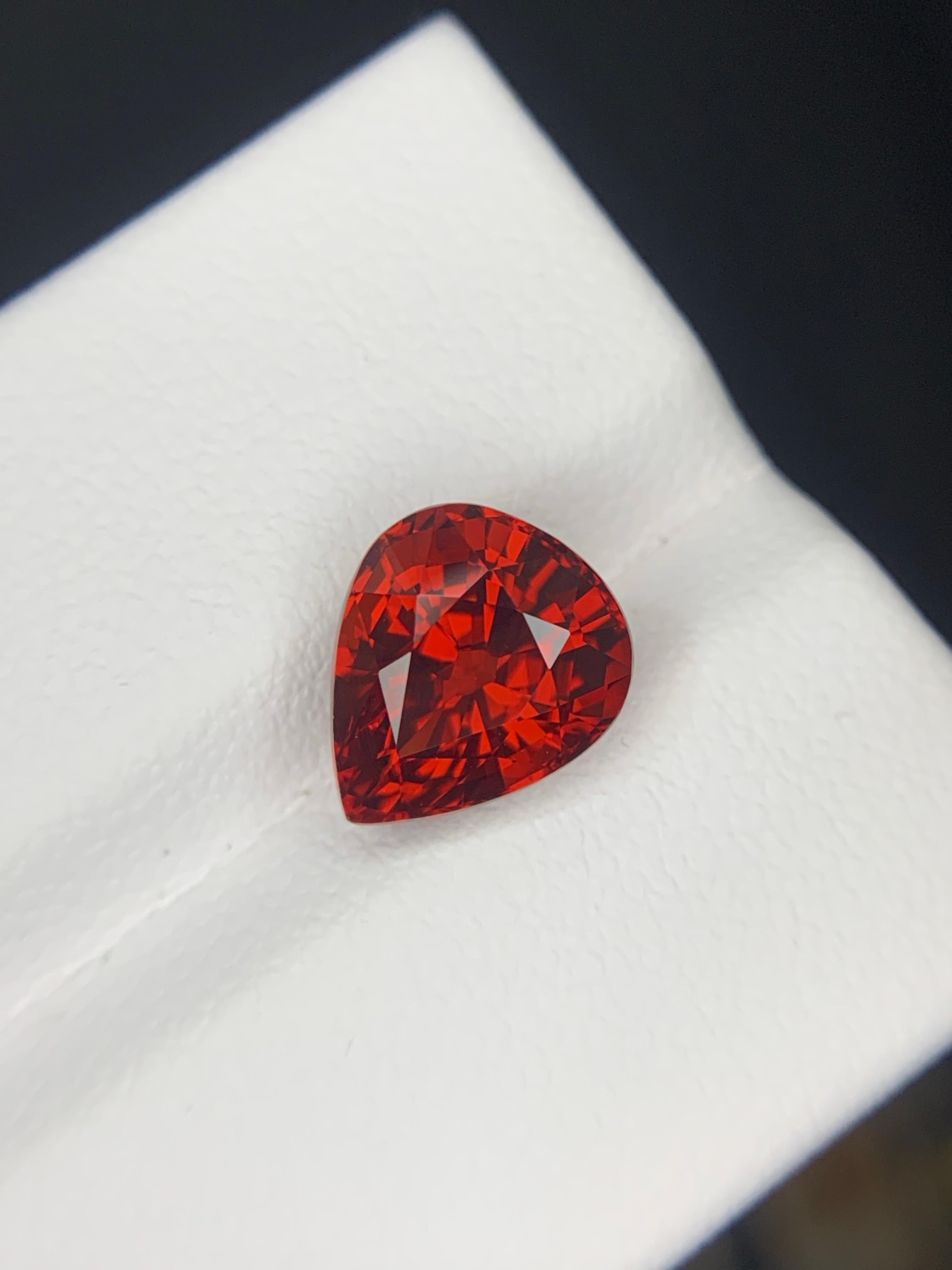 AIG Certified 3.96 Carat Natural Loose Spessartite Garnet Pear Shape Gemstone For Sale 6