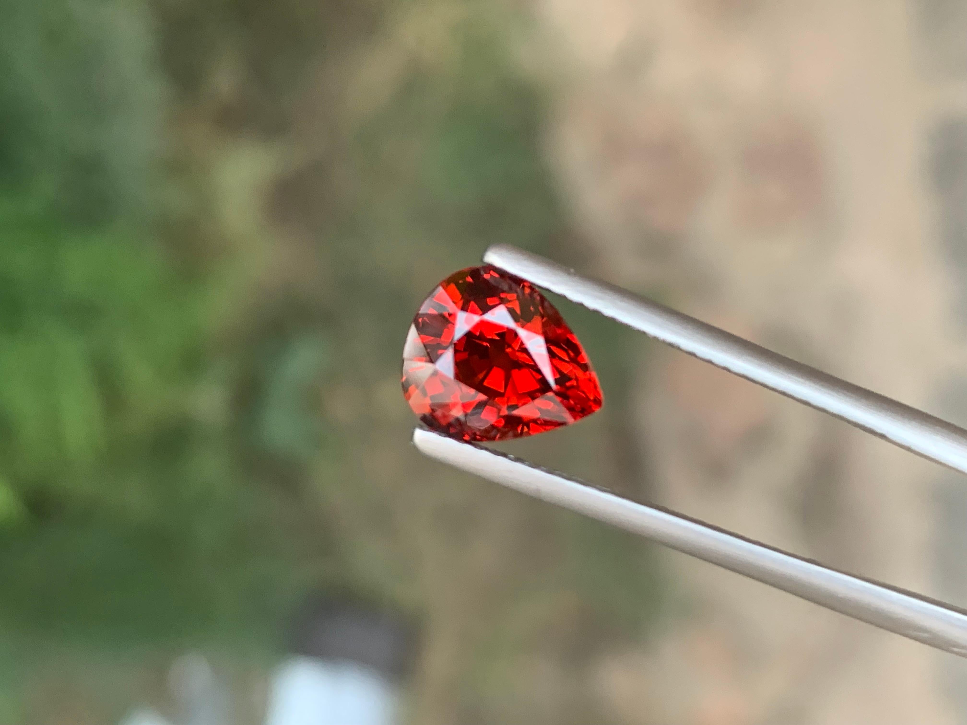 AIG Certified 3.96 Carat Natural Loose Spessartite Garnet Pear Shape Gemstone For Sale 8