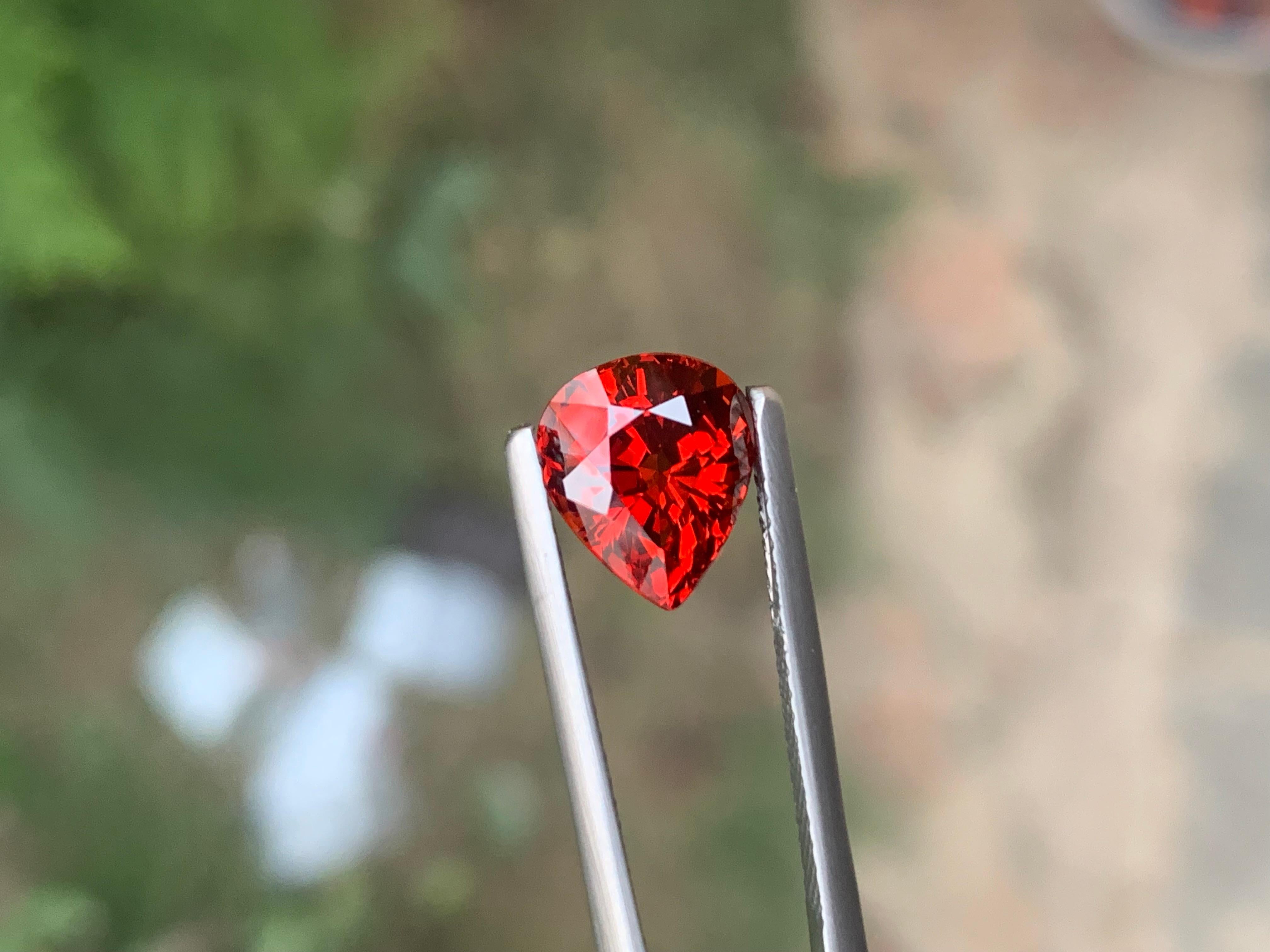 AIG Certified 3.96 Carat Natural Loose Spessartite Garnet Pear Shape Gemstone For Sale 9