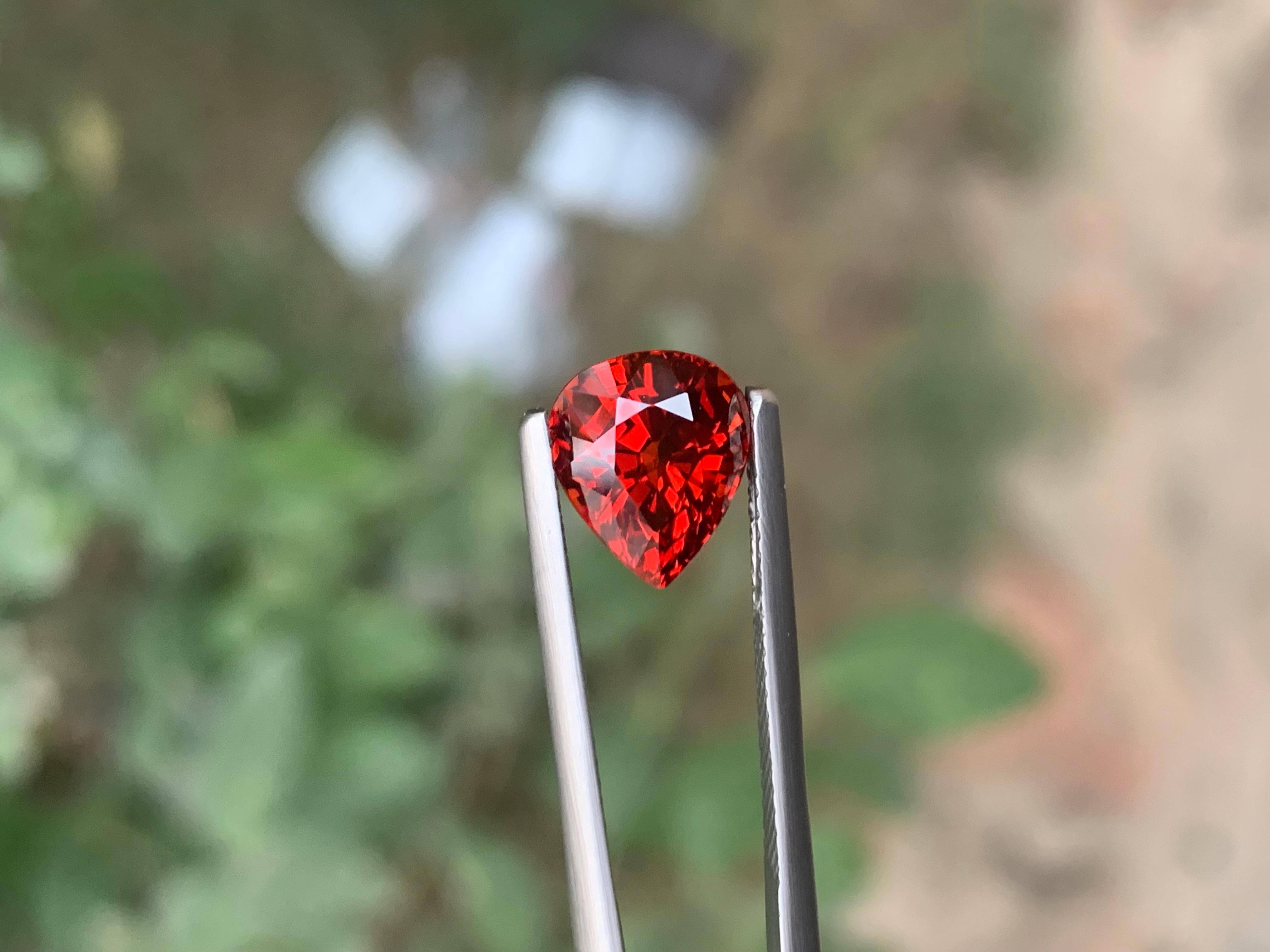 AIG Certified 3.96 Carat Natural Loose Spessartite Garnet Pear Shape Gemstone For Sale 10