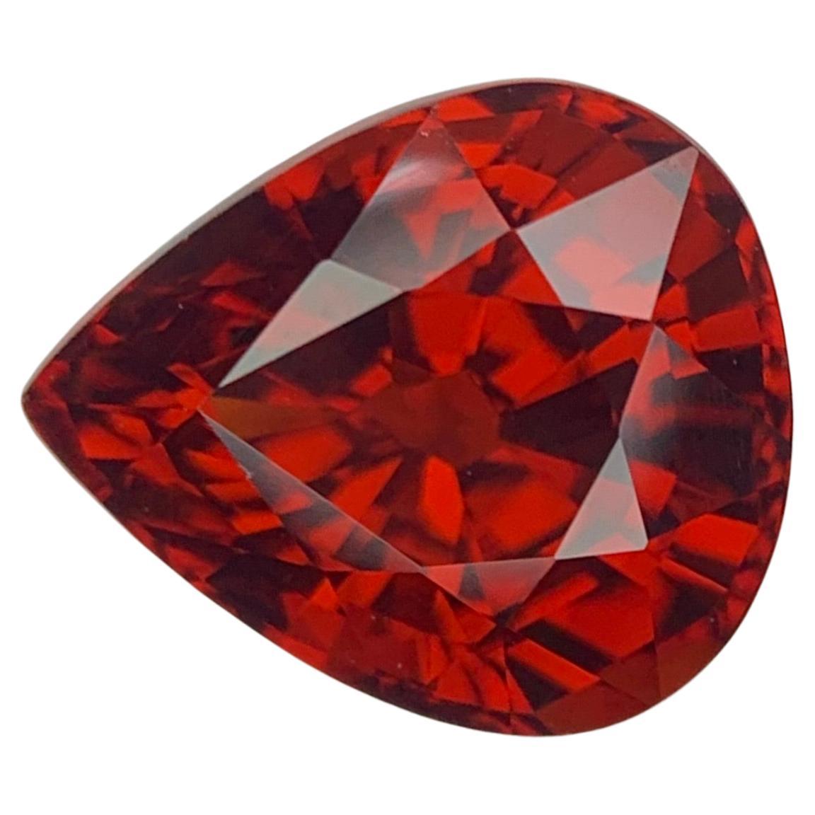 AIG Certified 3.96 Carat Natural Loose Spessartite Garnet Pear Shape Gemstone (pierre précieuse en forme de poire)