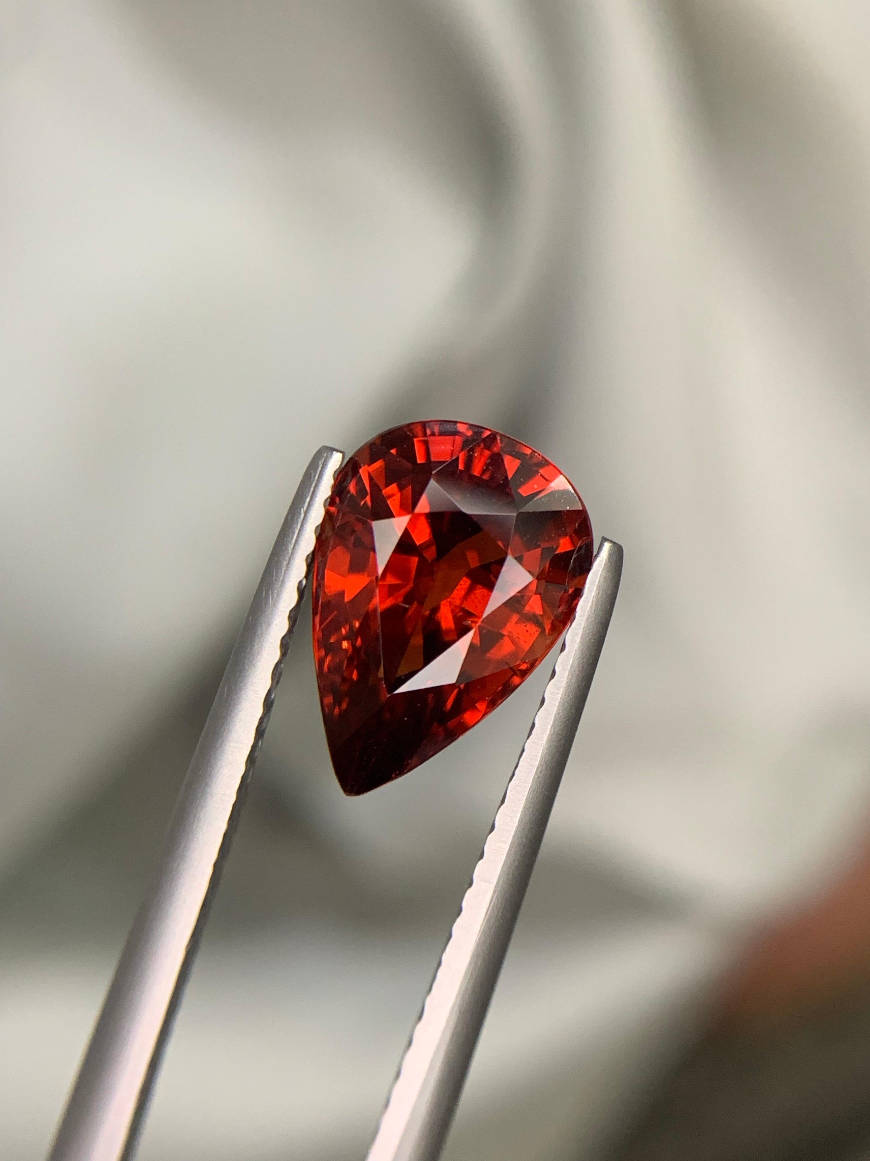 AIG zertifiziert 3.98 Karat natürlichen losen Spessartit Granat Birne Form Edelstein im Angebot 4