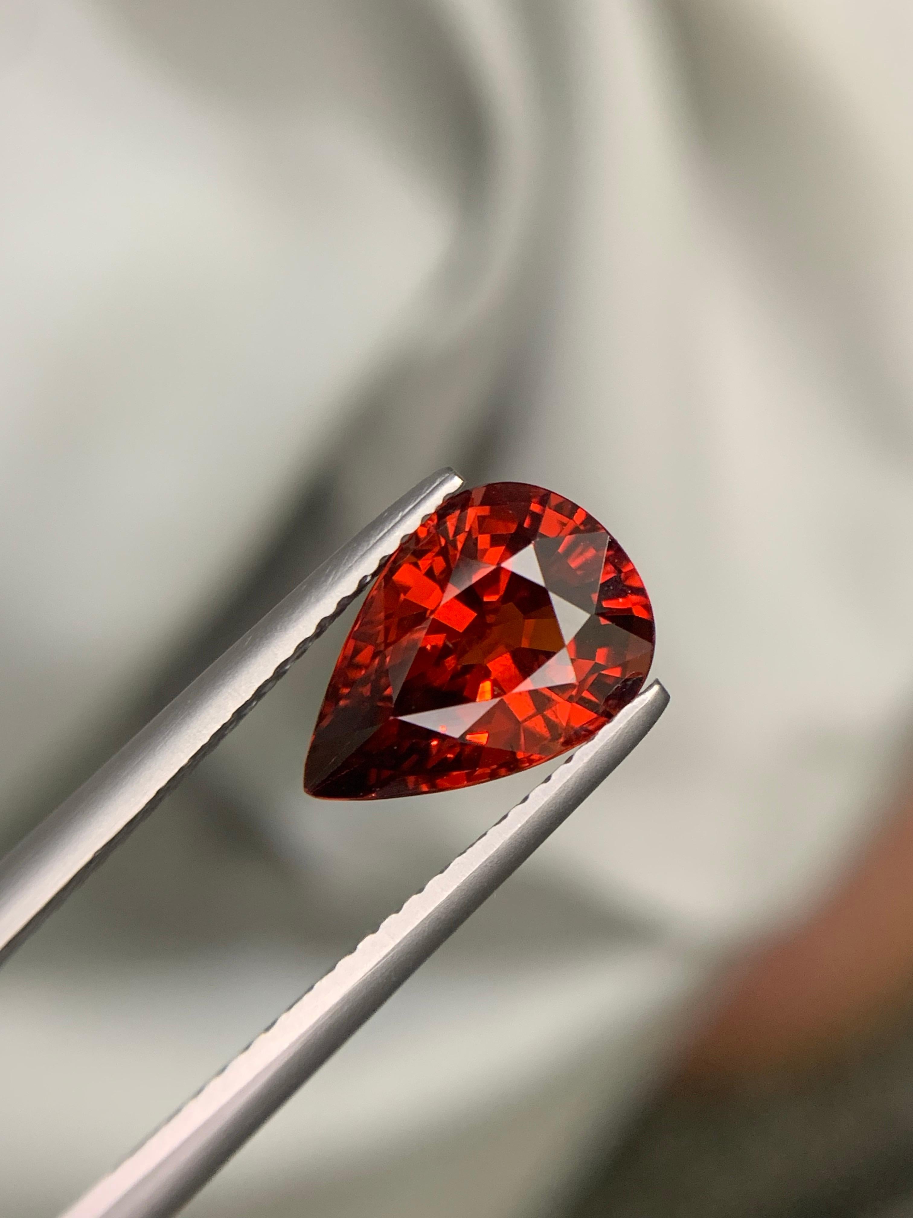 AIG zertifiziert 3.98 Karat natürlichen losen Spessartit Granat Birne Form Edelstein im Angebot 5