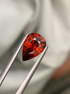 AIG Certified 3.98 Carat Natural Loose Spessartite Garnet Pear Shape Gemstone
