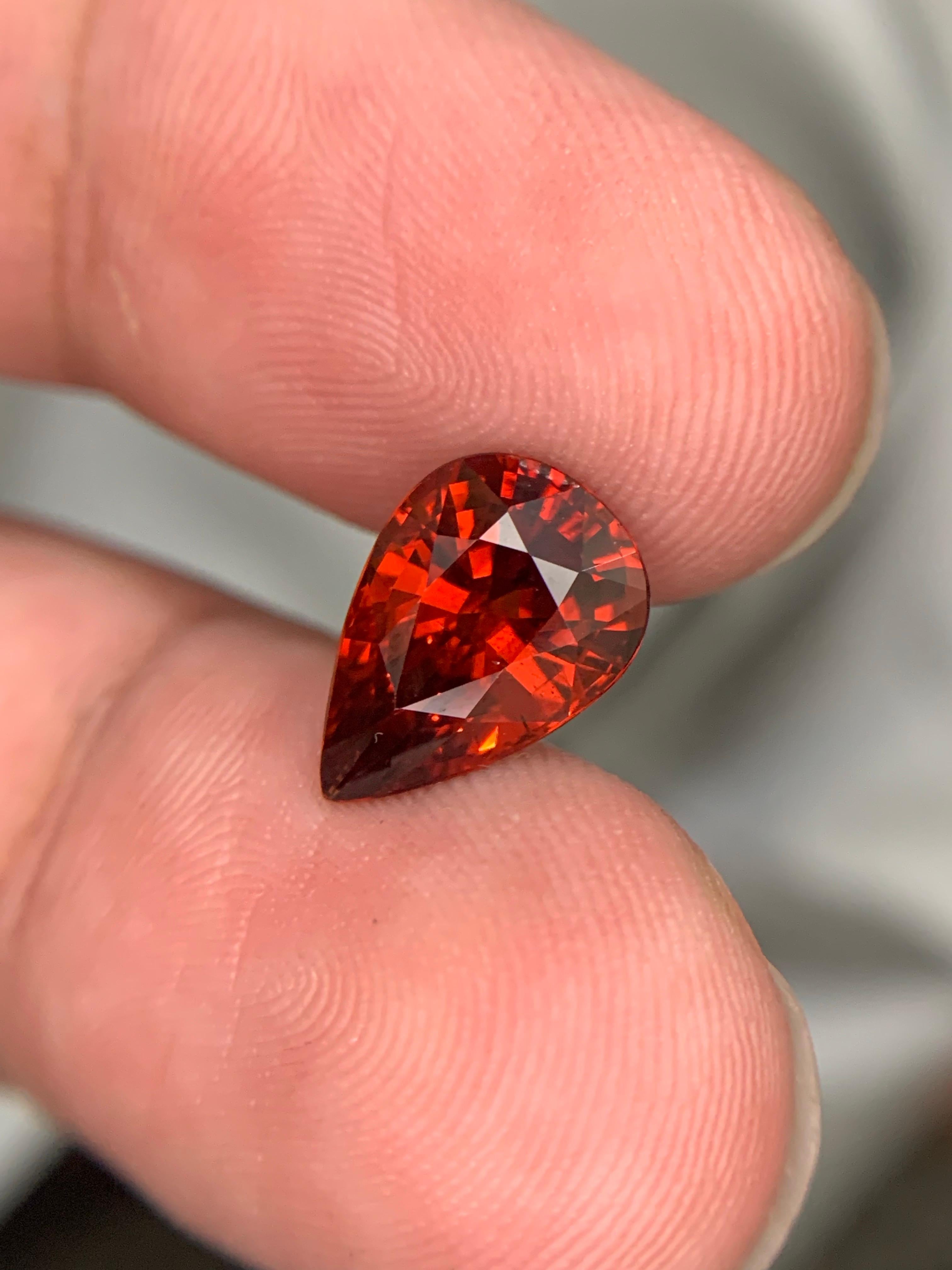 AIG zertifiziert 3.98 Karat natürlichen losen Spessartit Granat Birne Form Edelstein im Angebot 2