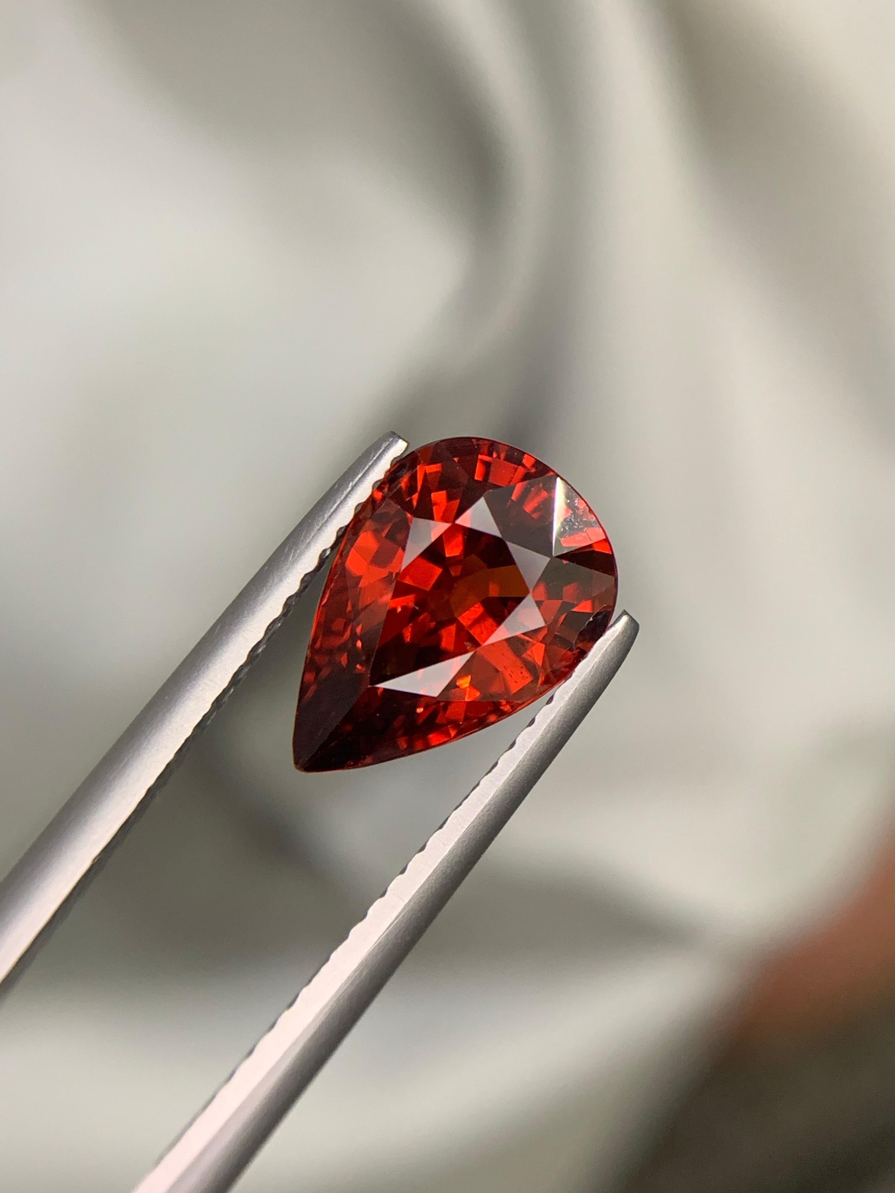 AIG zertifiziert 3.98 Karat natürlichen losen Spessartit Granat Birne Form Edelstein im Angebot 3