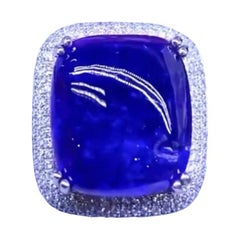 AIG Certified 40 Carat Tanzanite Diamonds 18k Gold Ring