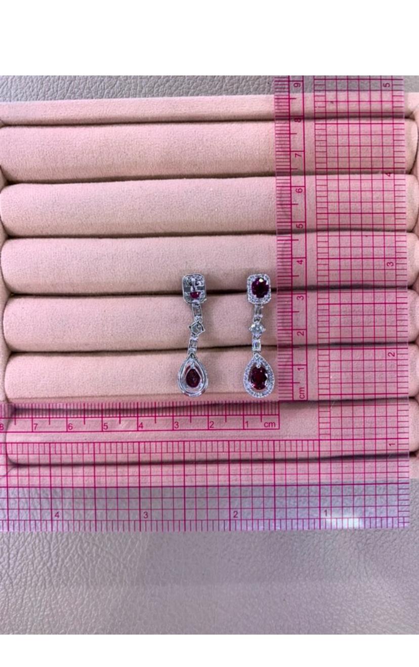 Women's AIG Certified 4.00 Ct Siamese Rubies 1.90 Ct Diamonds 18K Gold Earrings For Sale