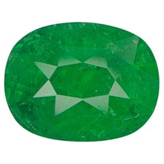 AIG Certified 4.02 Carat Natural Loose Tsavorite Garnet Cushion Shape Gemstone