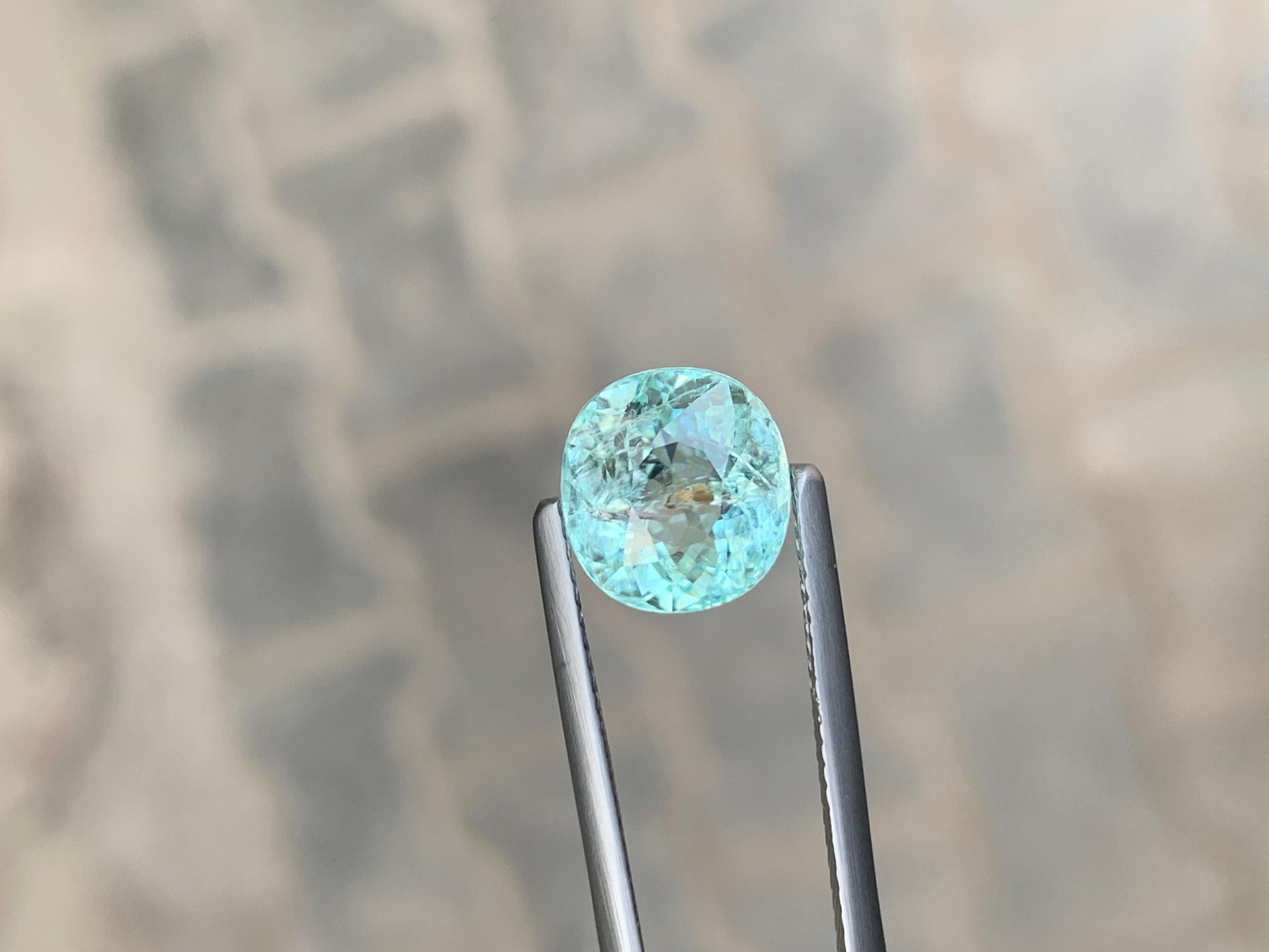 Taille coussin AIG Certified 4.03 Carat Natural Loose Paraiba Tourmaline Cushion Shape Gemstone (pierre précieuse en forme de coussin) en vente