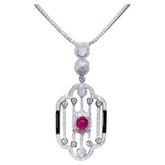 AIG-zertifiziert  4,10 Karat Burma-Rubin  4,80 Karat Diamanten 18K Gold Anhänger