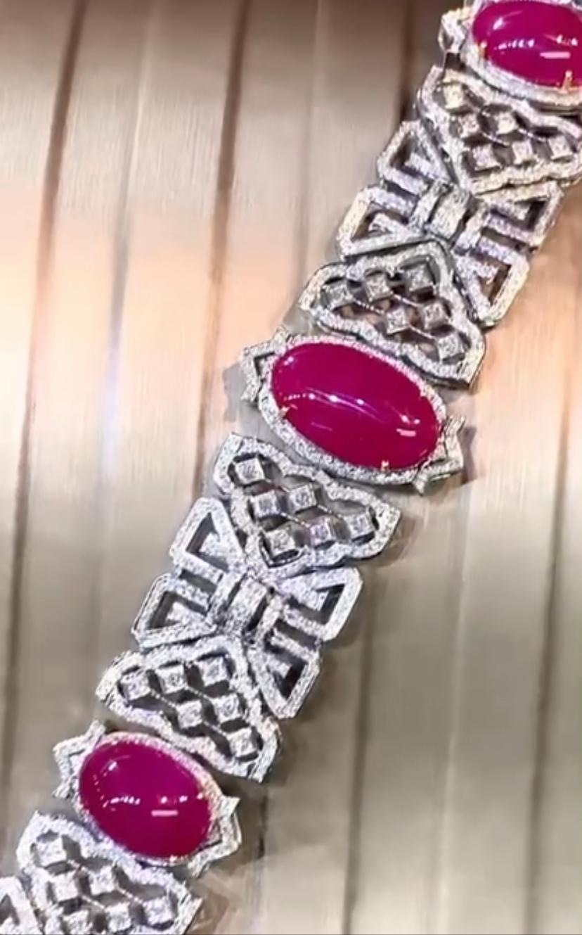 AIG certified 41.57 ct of Burma rubies and 5.10 ct diamonds on 18k gold choker  For Sale 1