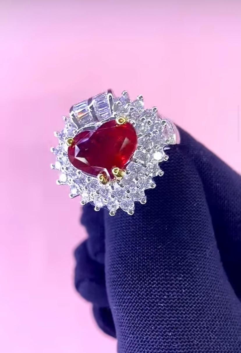 Women's AIG Certified 4.20 Carat  Natural Ruby 1.90 Carat Diamonds 18K Gold Ring For Sale