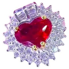 AIG Certified 4.20 Carat  Natural Ruby 1.90 Carat Diamonds 18K Gold Ring