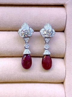 AIG Certified 4.20 Carat Rubellite Tourmaline Diamonds 18K Gold Earrings