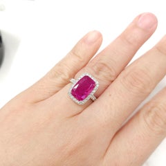 Certified 4.30 Carat No Heat Burma Ruby & Diamond Ring in 18K White Gold
