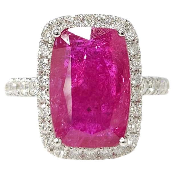 Ruby Rarity Certified 4.30 Carat No Heat Burma Ruby and Diamond Ring in 18K White ...
