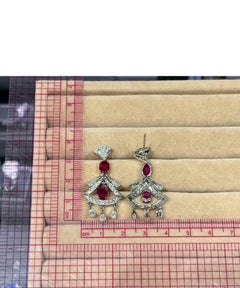 AIG Certified 4.30 Ct Untreated Burma Rubies 2.40 Ct Diamonds 18K Gold Earrings
