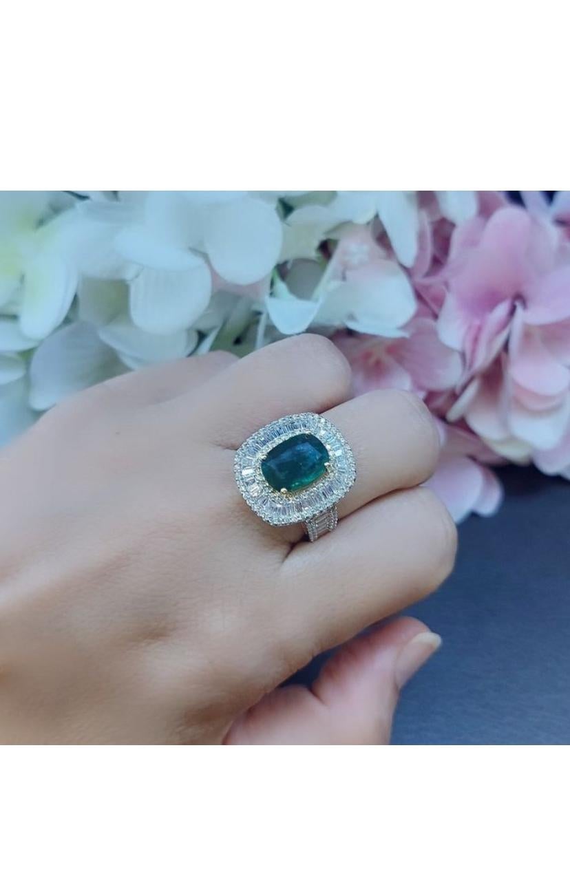 Anillo de oro de 18 quilates con certificado AIG de 4,40 quilates de diamantes naturales y 2,35 quilates de diamantes en venta 5