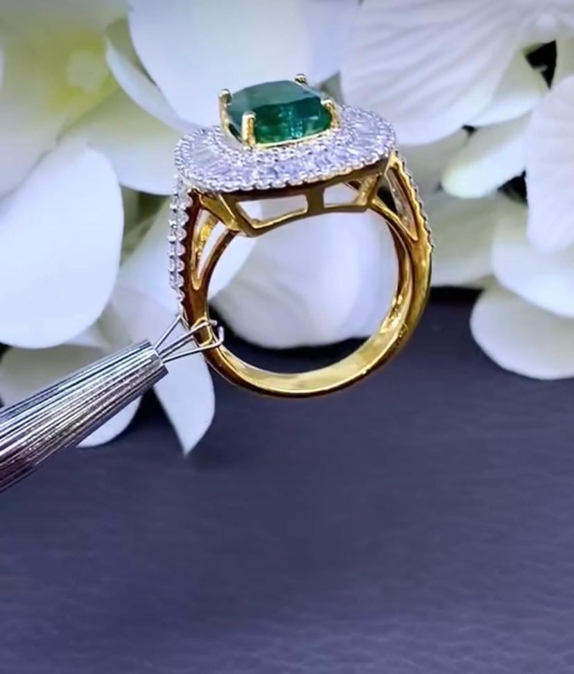 Anillo de oro de 18 quilates con certificado AIG de 4,40 quilates de diamantes naturales y 2,35 quilates de diamantes Corte mixto en venta