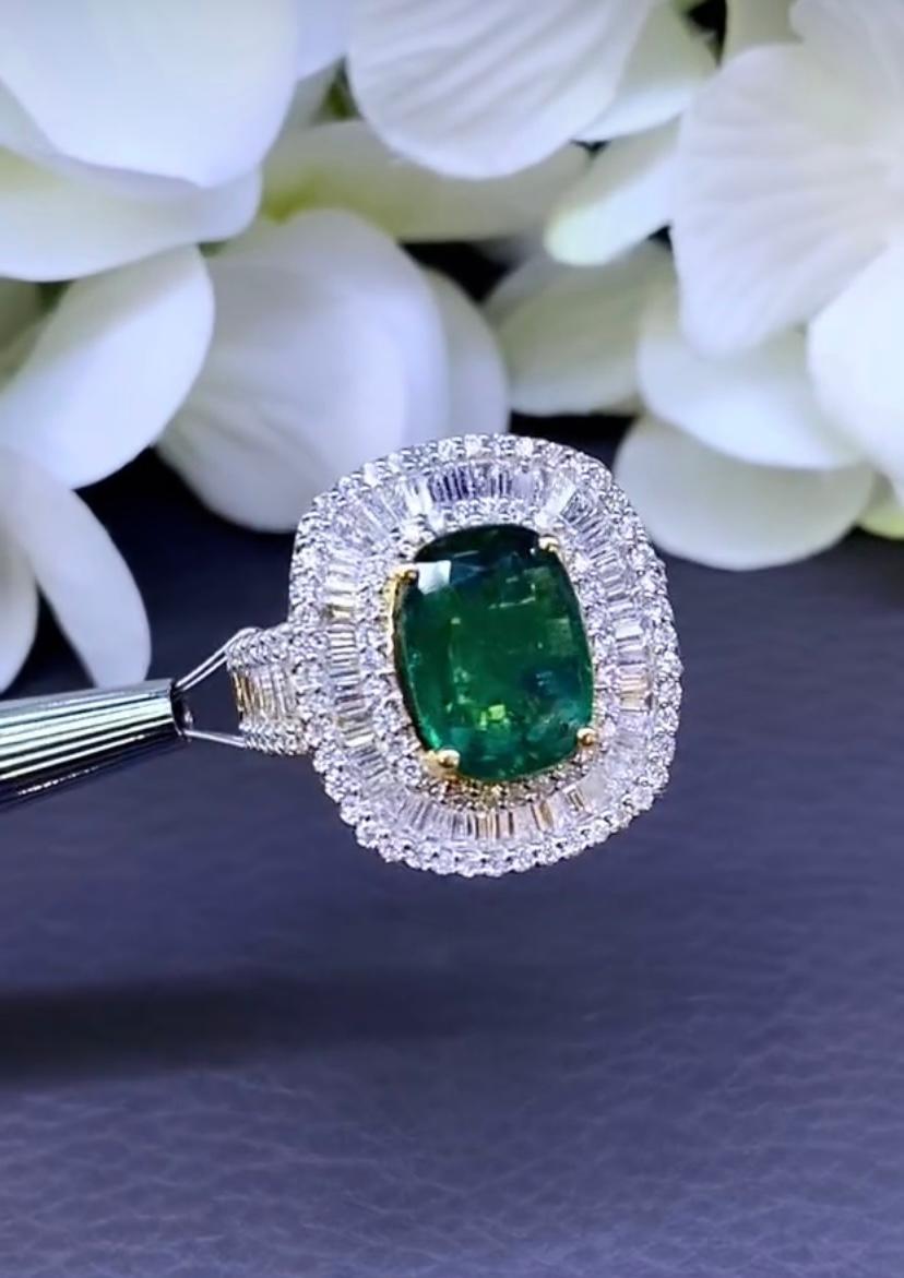 Anillo de oro de 18 quilates con certificado AIG de 4,40 quilates de diamantes naturales y 2,35 quilates de diamantes en venta 3
