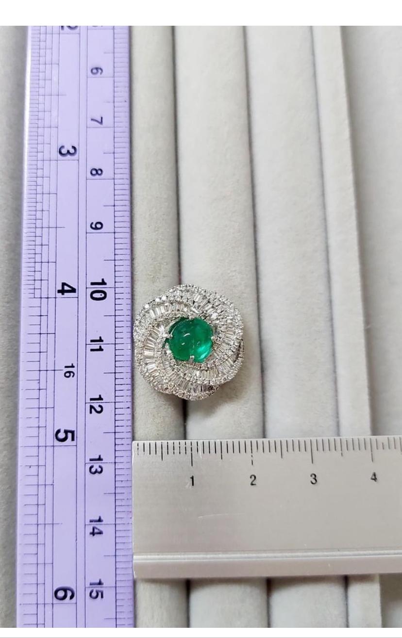 AIG Certified 4.40 Cts Zambian Emeralds  2.80 Cts Diamonds 18K Gold Earrings For Sale 5