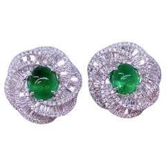 Esmeraldas de Zambia de 4.40 cts certificadas por AIG  Pendientes de oro de 18 quilates con diamantes de 2,80 quilates