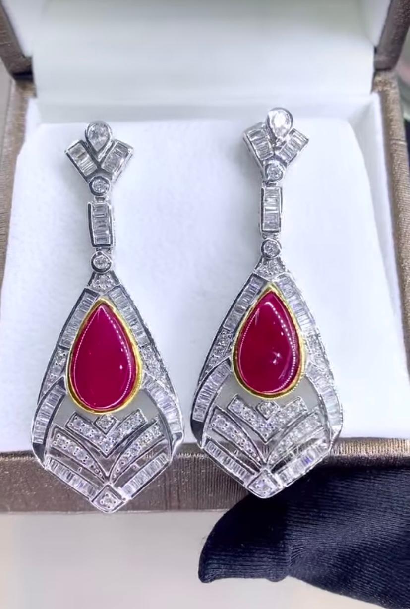 Women's AIG Certified 4.50 Ct Burma Rubies 2.30 Ct Diamonds 18K Gold Earrings For Sale