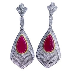Pendientes de oro de 18 quilates con 4,50 quilates de rubíes de Birmania y 2,30 quilates de diamantes con certificación AIG
