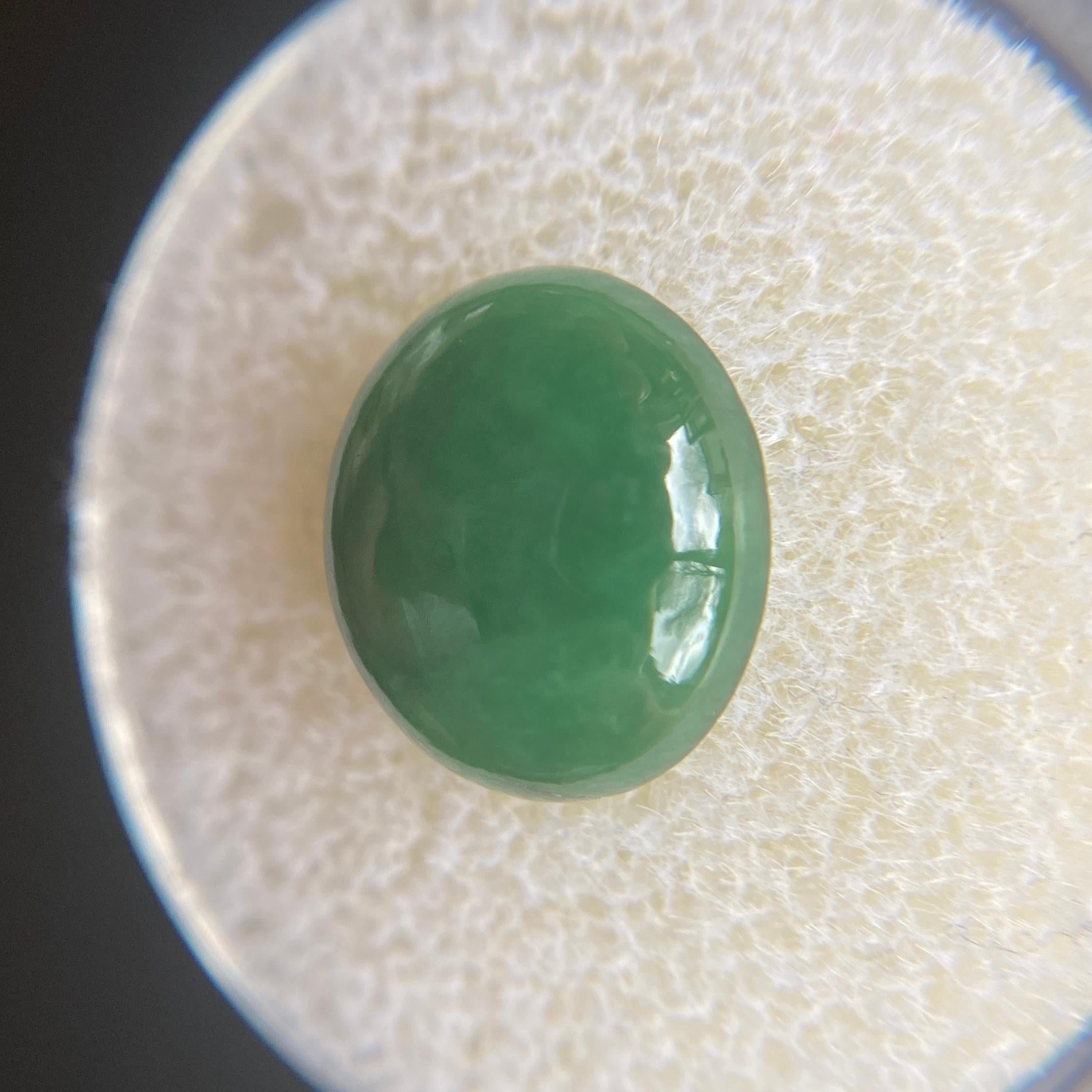 Oval Cut AIG Certified 4.51ct Jadeite Jade ‘A’ Grade Green Oval Untreated Rare Loose Gem