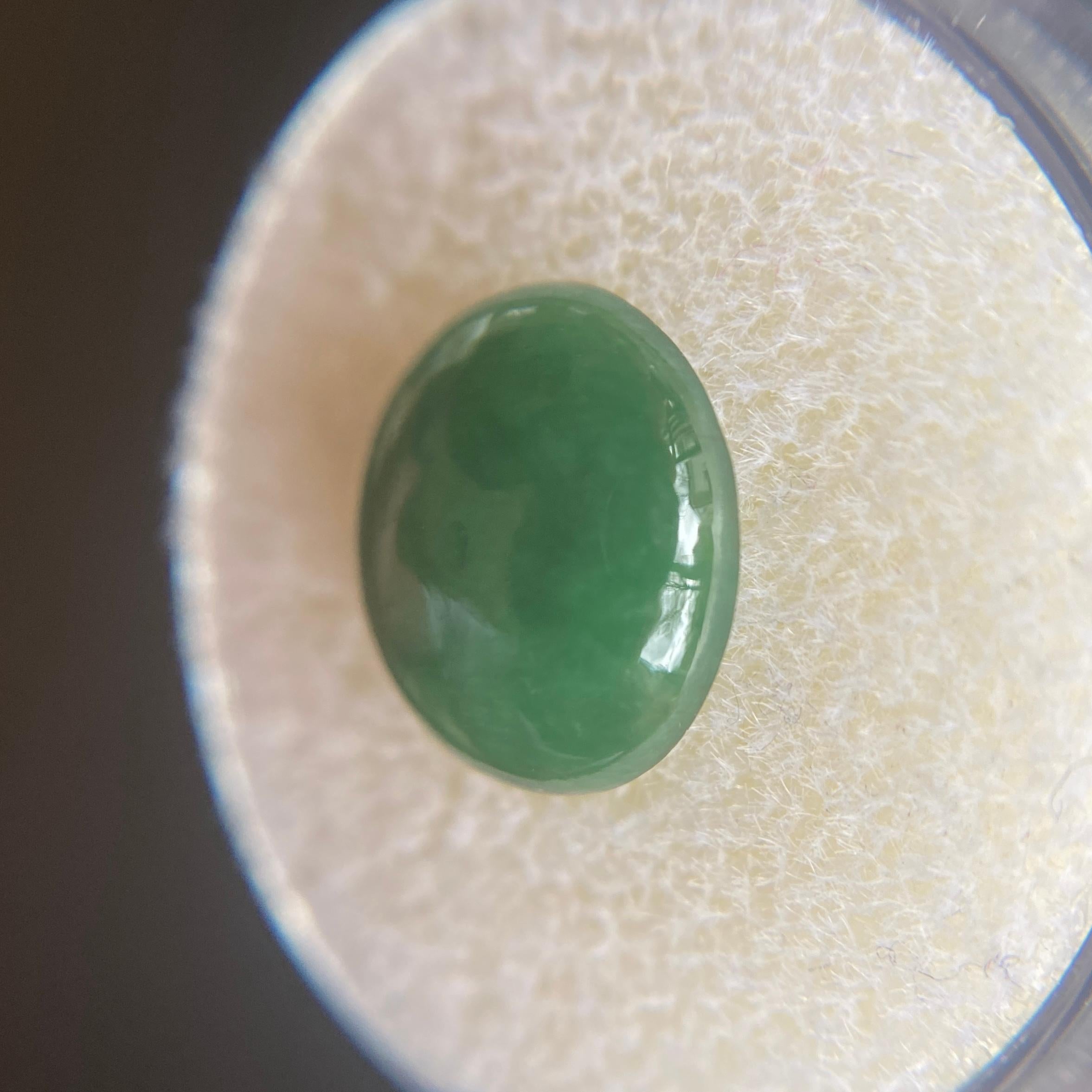 Women's or Men's AIG Certified 4.51ct Jadeite Jade ‘A’ Grade Green Oval Untreated Rare Loose Gem
