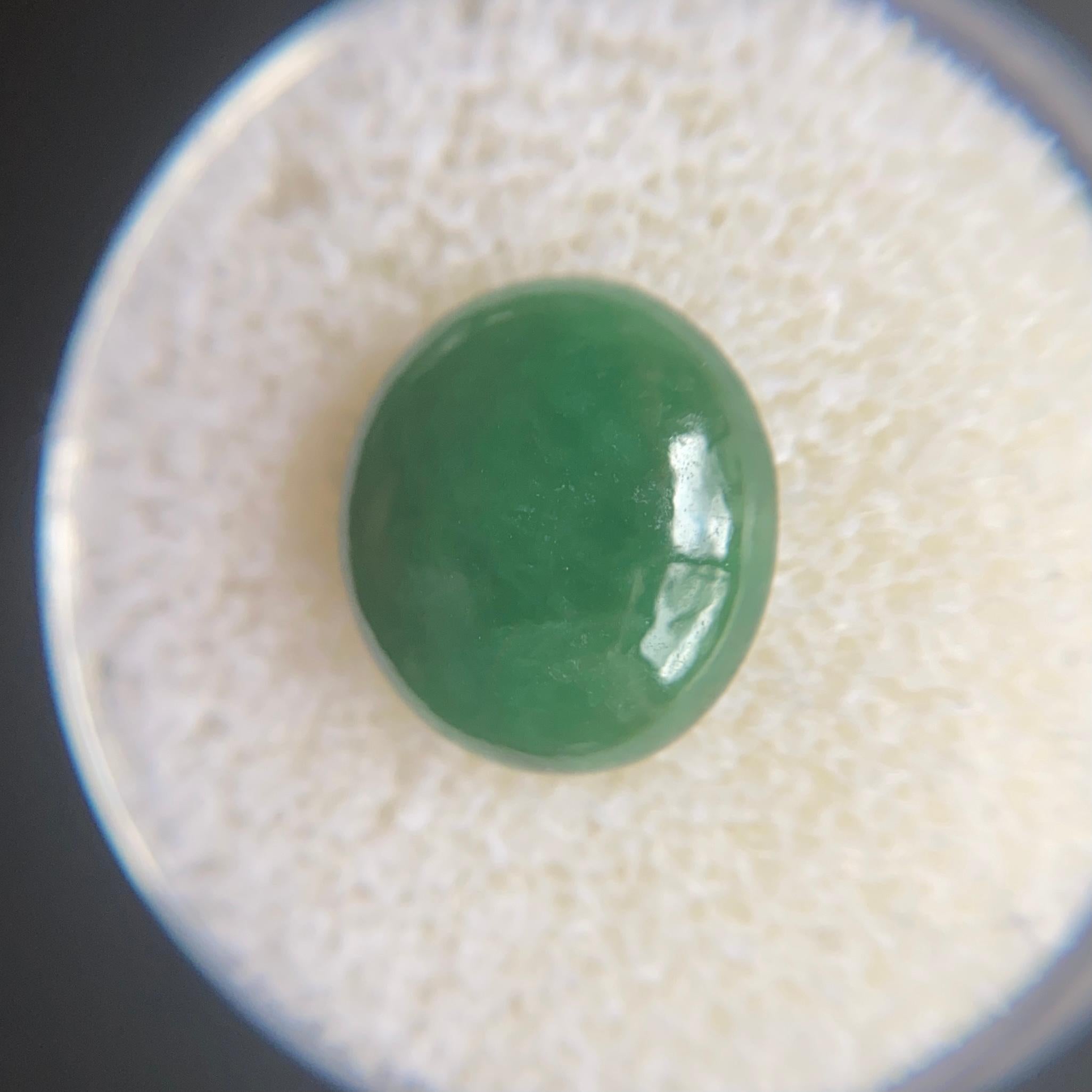 AIG Certified 4.51ct Jadeite Jade ‘A’ Grade Green Oval Untreated Rare Loose Gem 2