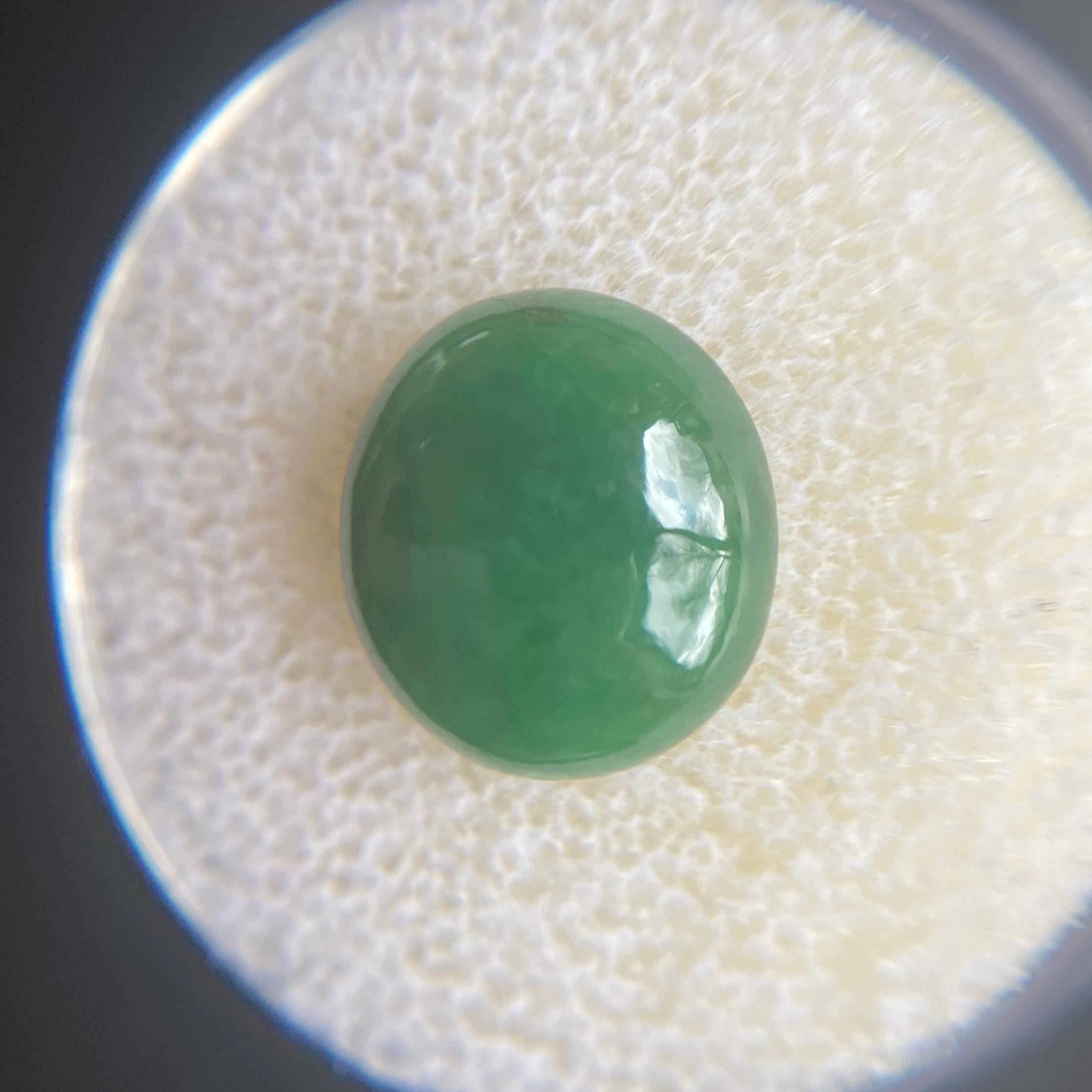 AIG Certified 4.51ct Jadeite Jade ‘A’ Grade Green Oval Untreated Rare Loose Gem 3