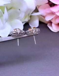 AIG Certified 4.58 Ct Orange Sapphires 1.50 Ct Diamonds 18k Gold Earrings