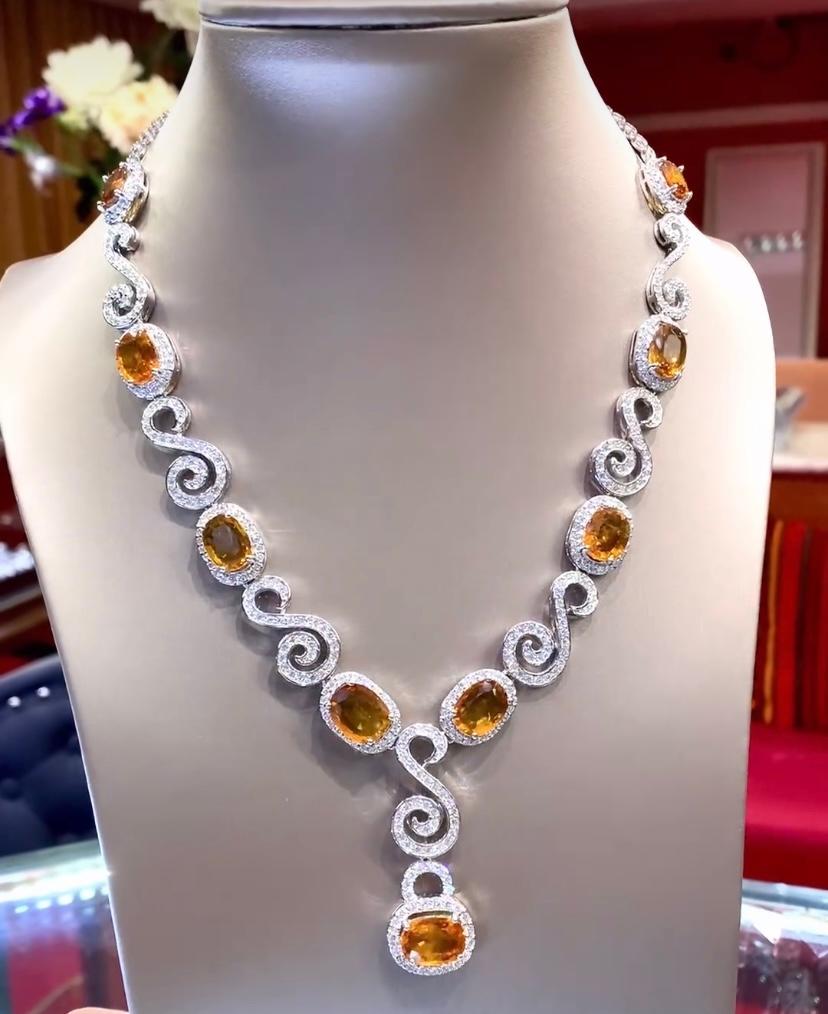 Parure en or 18 carats avec saphirs de 46,00 carats et diamants de 9,90 carats certifiés AIG Neuf - En vente à Massafra, IT