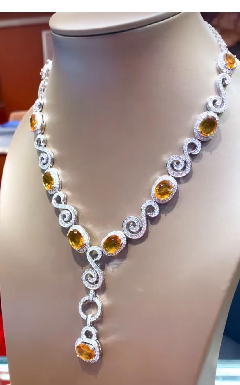 Parure en or 18 carats avec saphirs de 46,00 carats et diamants de 9,90 carats certifiés AIG en vente 3