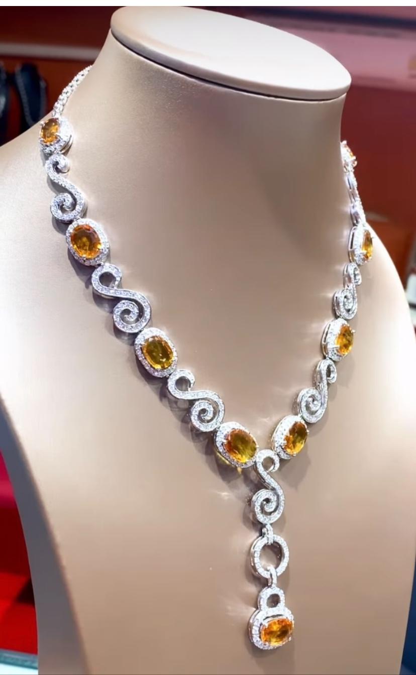 Parure en or 18 carats avec saphirs de 46,00 carats et diamants de 9,90 carats certifiés AIG en vente 4