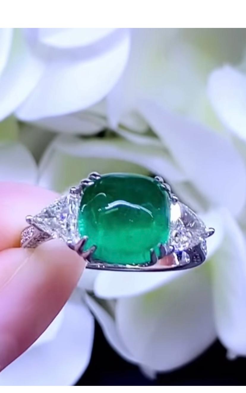 18 Karat Goldring, AIG-zertifizierter 4,64 Karat sambischer Smaragd 1,32 Diamanten 2