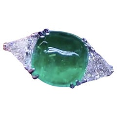 18 Karat Goldring, AIG-zertifizierter 4,64 Karat sambischer Smaragd 1,32 Diamanten