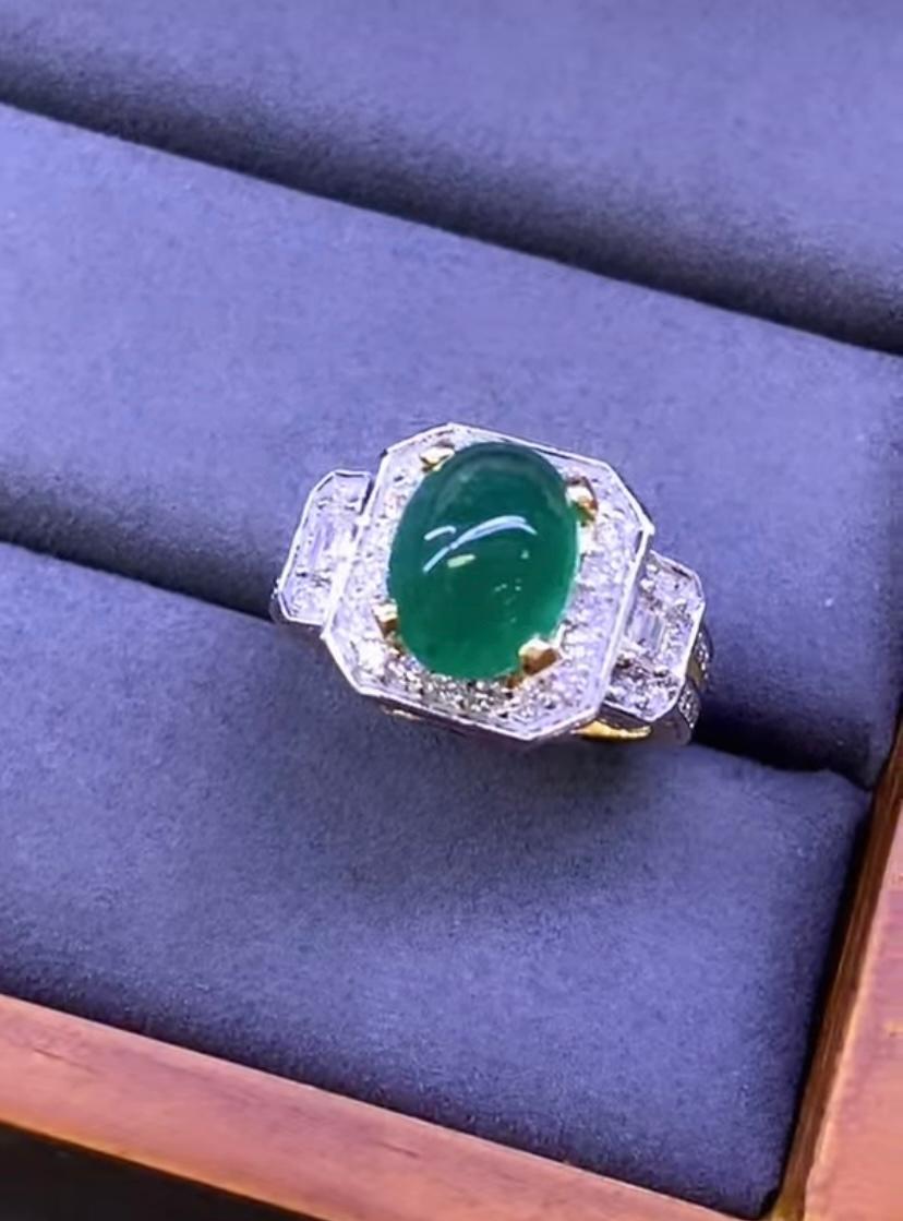 AIG-zertifizierter 4.70 Karat sambischer Smaragd  Diamanten 18K Gold Ring im Zustand „Neu“ im Angebot in Massafra, IT