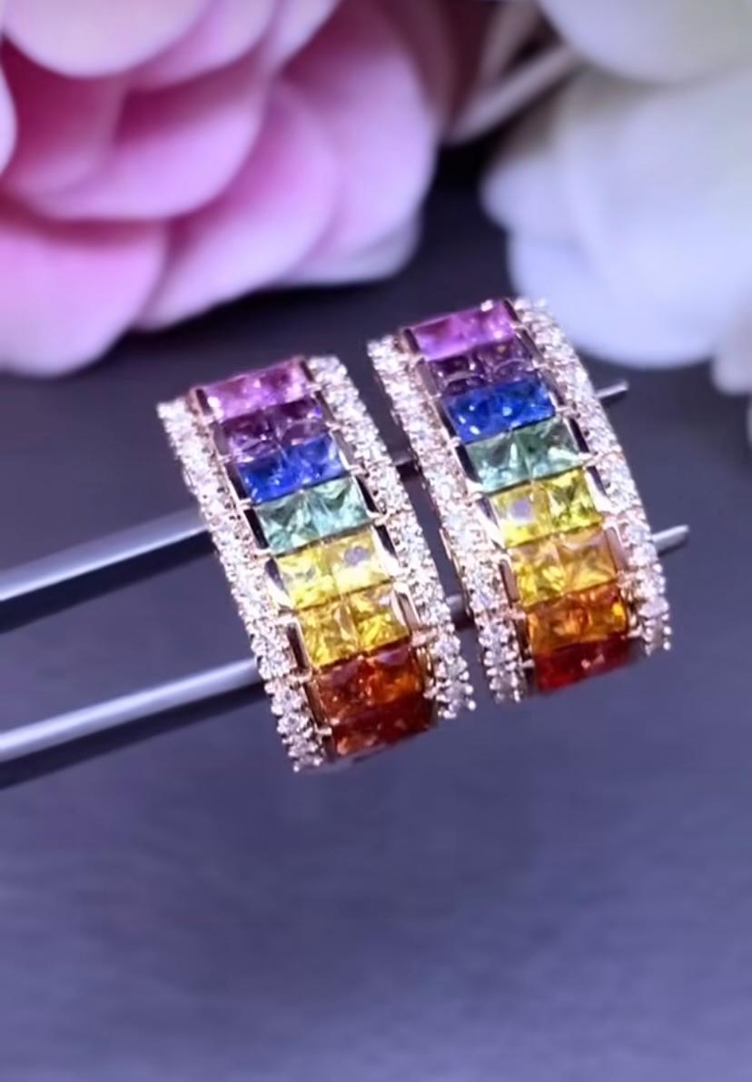 Women's AIG Certified 4.90 Carat Ceylon Sapphires Diamonds 18k Gold Earrings For Sale