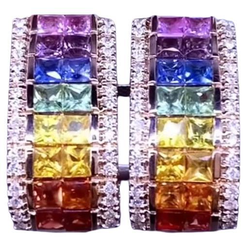 AIG Certified 4.90 Carat Ceylon Sapphires Diamonds 18k Gold Earrings